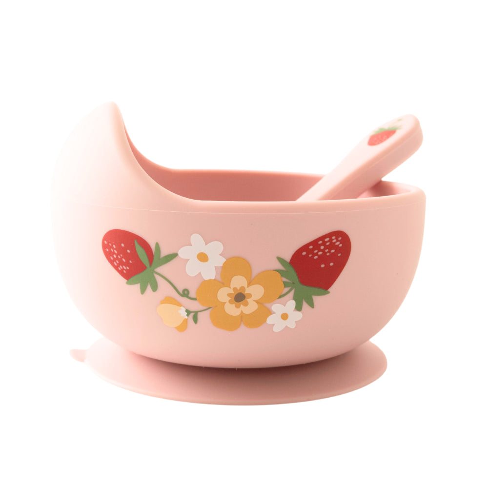 Market Day - Baby Silicone Bowl & Spoon Set - STRAWBERRY